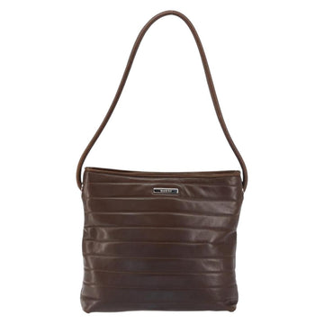 GUCCI Shoulder Bag Leather Brown Silver Auth 151611 - 0