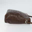 GUCCI Shoulder Bag Leather Brown Silver Auth 151611-4