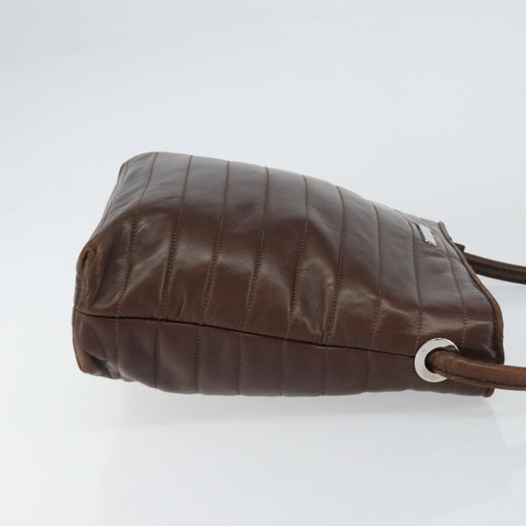 GUCCI Shoulder Bag Leather Brown Silver Auth 151611