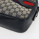 GUCCI GG Canvas Sherry Line Shoulder Bag Navy Gold Auth 151612-10