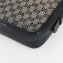 GUCCI GG Canvas Sherry Line Shoulder Bag Navy Gold Auth 151612-12