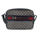 GUCCI GG Canvas Sherry Line Shoulder Bag Navy Gold Auth 151612-2