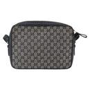 GUCCI GG Canvas Sherry Line Shoulder Bag Navy Gold Auth 151612-3