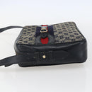 GUCCI GG Canvas Sherry Line Shoulder Bag Navy Gold Auth 151612-4