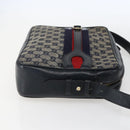 GUCCI GG Canvas Sherry Line Shoulder Bag Navy Gold Auth 151612-5
