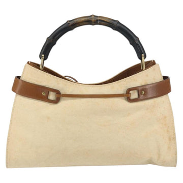 GUCCI Bamboo Hand Bag Canvas Beige Auth 151613 - 0