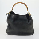 GUCCI Bamboo Shoulder Bag Suede Leather 2 Set Beige Navy Auth 151614-2
