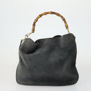 GUCCI Bamboo Shoulder Bag Suede Leather 2 Set Beige Navy Auth 151614-3