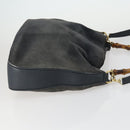 GUCCI Bamboo Shoulder Bag Suede Leather 2 Set Beige Navy Auth 151614-4