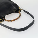 GUCCI Bamboo Shoulder Bag Suede Leather 2 Set Beige Navy Auth 151614-5