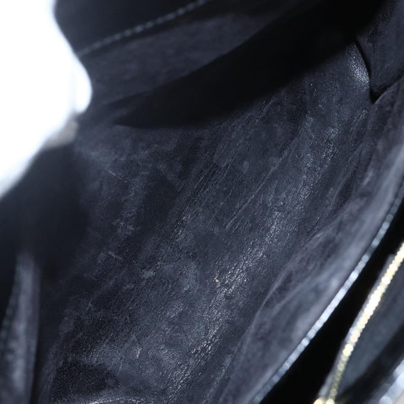 GUCCI Hand Bag Patent leather Black Gold Auth 151615