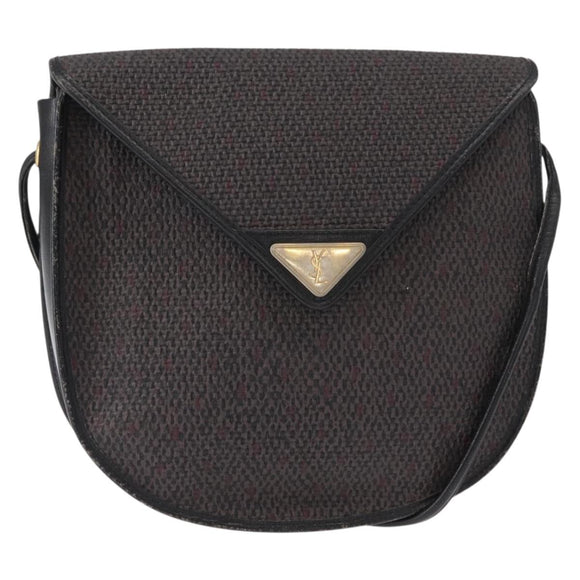 SAINT LAURENT Shoulder Bag Canvas Black Gold Auth 151616