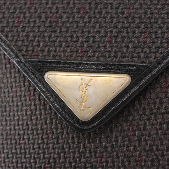 SAINT LAURENT Shoulder Bag Canvas Black Gold Auth 151616