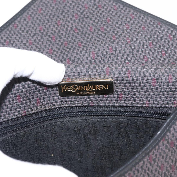 SAINT LAURENT Shoulder Bag Canvas Black Gold Auth 151616