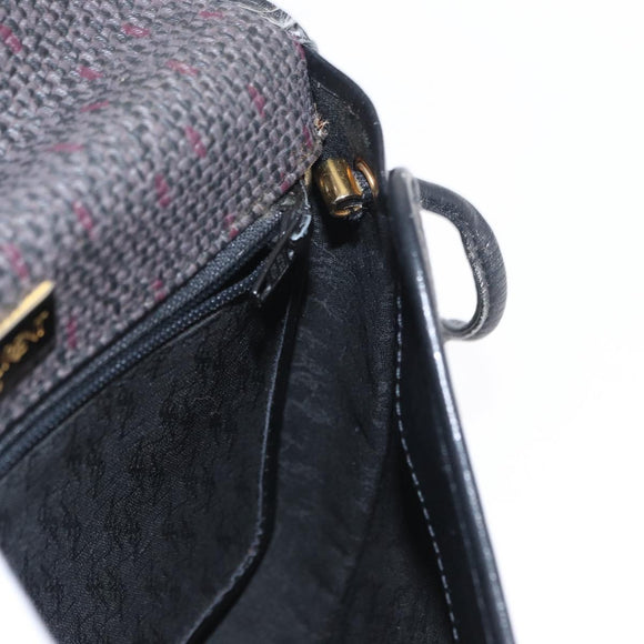 SAINT LAURENT Shoulder Bag Canvas Black Gold Auth 151616