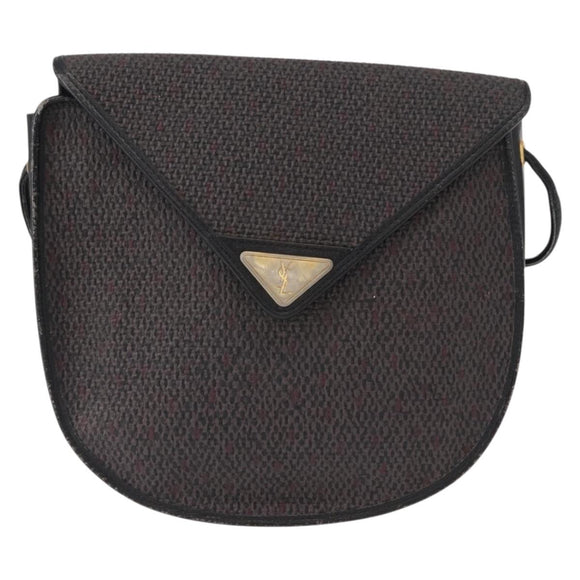 SAINT LAURENT Shoulder Bag Canvas Black Gold Auth 151616