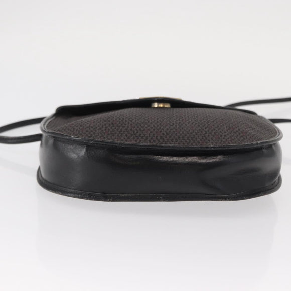 SAINT LAURENT Shoulder Bag Canvas Black Gold Auth 151616