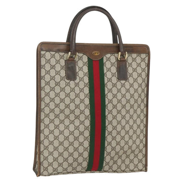 GUCCI GG Supreme Web Sherry Line Tote Bag PVC Beige Red 010 378 Auth 151617