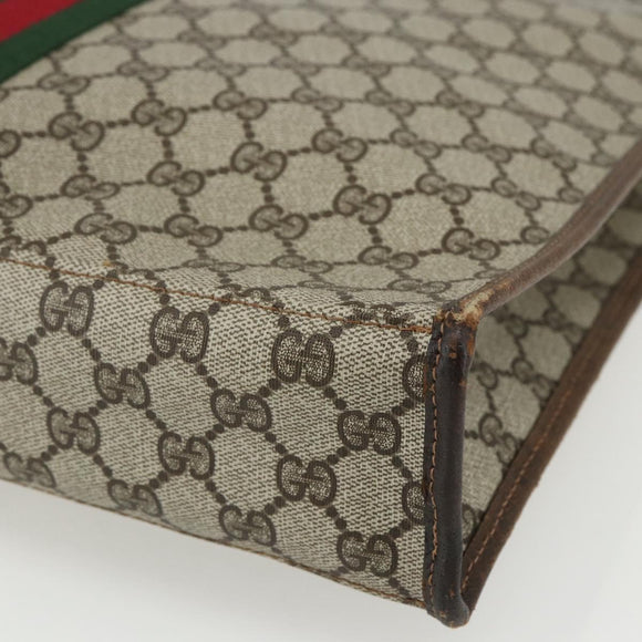 GUCCI GG Supreme Web Sherry Line Tote Bag PVC Beige Red 010 378 Auth 151617