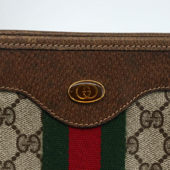 GUCCI GG Supreme Web Sherry Line Tote Bag PVC Beige Red 010 378 Auth 151617