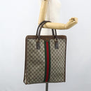 GUCCI GG Supreme Web Sherry Line Tote Bag PVC Beige Red 010 378 Auth 151617-23