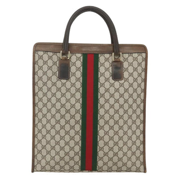 GUCCI GG Supreme Web Sherry Line Tote Bag PVC Beige Red 010 378 Auth 151617 - 0