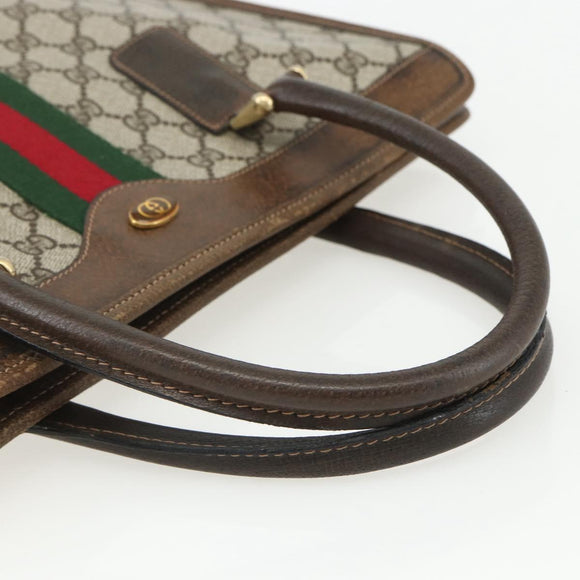 GUCCI GG Supreme Web Sherry Line Tote Bag PVC Beige Red 010 378 Auth 151617