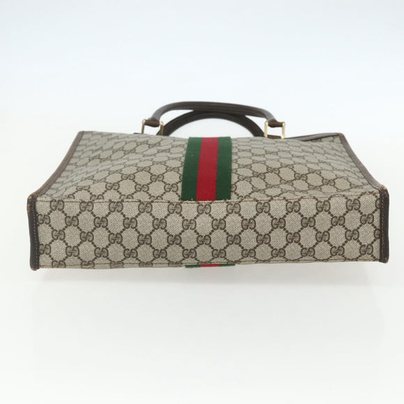 GUCCI GG Supreme Web Sherry Line Tote Bag PVC Beige Red 010 378 Auth 151617