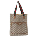 GUCCI GUCCI Plus Supreme Web Sherry Line Tote Bag PVC Beige Gold Auth 151618-1