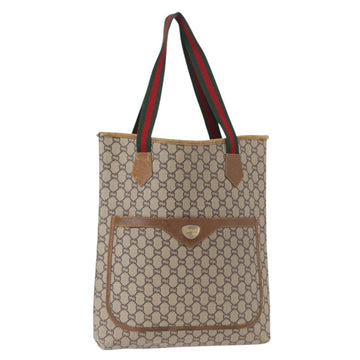 GUCCI GUCCI Plus Supreme Web Sherry Line Tote Bag PVC Beige Gold Auth 151618