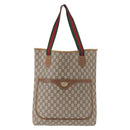 GUCCI GUCCI Plus Supreme Web Sherry Line Tote Bag PVC Beige Gold Auth 151618-13