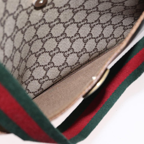 GUCCI GUCCI Plus Supreme Web Sherry Line Tote Bag PVC Beige Gold Auth 151618