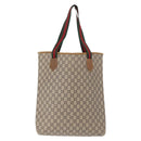 GUCCI GUCCI Plus Supreme Web Sherry Line Tote Bag PVC Beige Gold Auth 151618-2