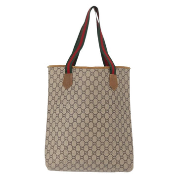 GUCCI GUCCI Plus Supreme Web Sherry Line Tote Bag PVC Beige Gold Auth 151618 - 0