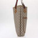 GUCCI GUCCI Plus Supreme Web Sherry Line Tote Bag PVC Beige Gold Auth 151618-4