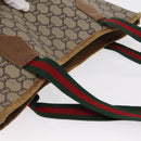 GUCCI GUCCI Plus Supreme Web Sherry Line Tote Bag PVC Beige Gold Auth 151618-8