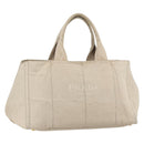 PRADA Canapa GM Hand Bag Canvas Beige Gold Auth 151619-1