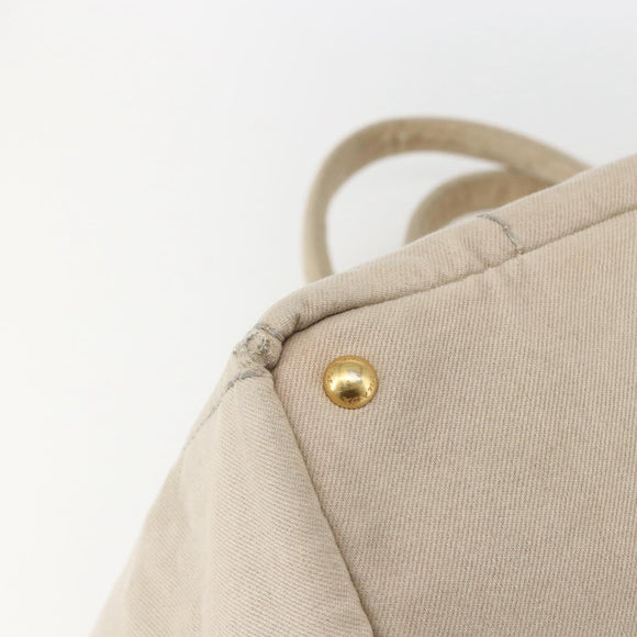 PRADA Canapa GM Hand Bag Canvas Beige Gold Auth 151619