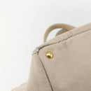 PRADA Canapa GM Hand Bag Canvas Beige Gold Auth 151619-16