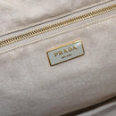 PRADA Canapa GM Hand Bag Canvas Beige Gold Auth 151619-21