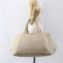 PRADA Canapa GM Hand Bag Canvas Beige Gold Auth 151619-24