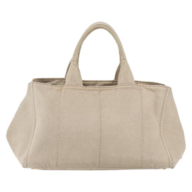 PRADA Canapa GM Hand Bag Canvas Beige Gold Auth 151619 - 0