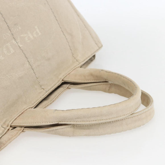 PRADA Canapa GM Hand Bag Canvas Beige Gold Auth 151619