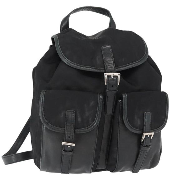 PRADA Backpack Nylon Black Silver Auth 151620
