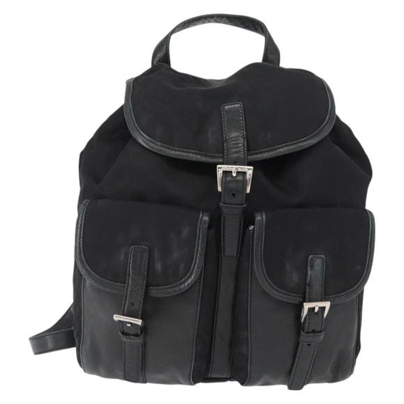 PRADA Backpack Nylon Black Silver Auth 151620