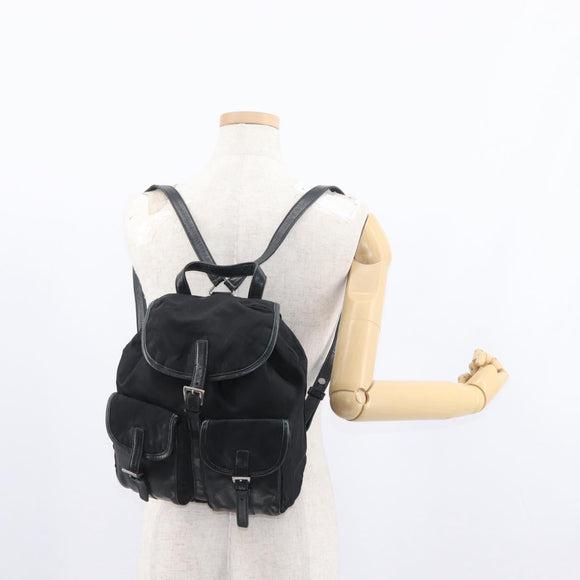 PRADA Backpack Nylon Black Silver Auth 151620