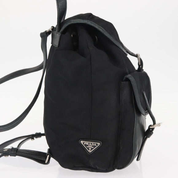 PRADA Backpack Nylon Black Silver Auth 151620