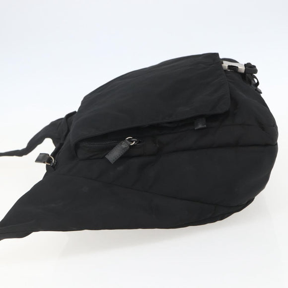 PRADA Shoulder Bag Nylon Black Silver Auth 151621
