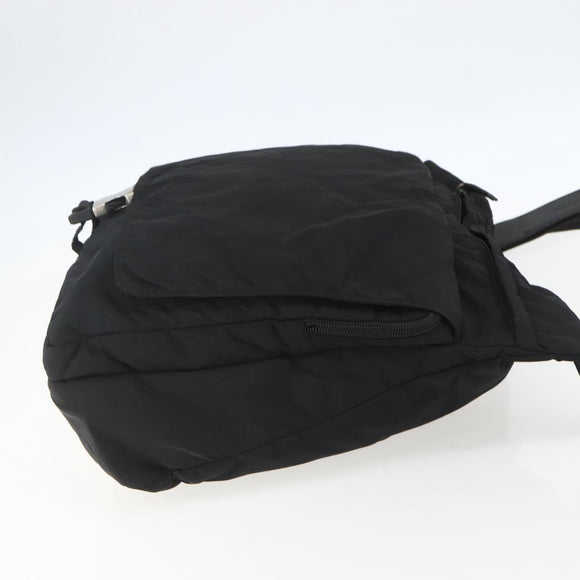 PRADA Shoulder Bag Nylon Black Silver Auth 151621