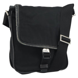 PRADA Shoulder Bag Nylon Black Silver Auth 151622